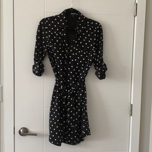 Express black & white polka dress